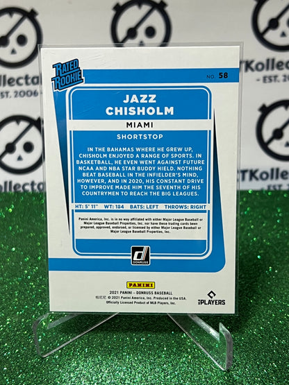 2021 PANINI DONRUSS JAZZ CHISHOLM # 58 RATED ROOKIE MIAMI MARLINS BASEBALL