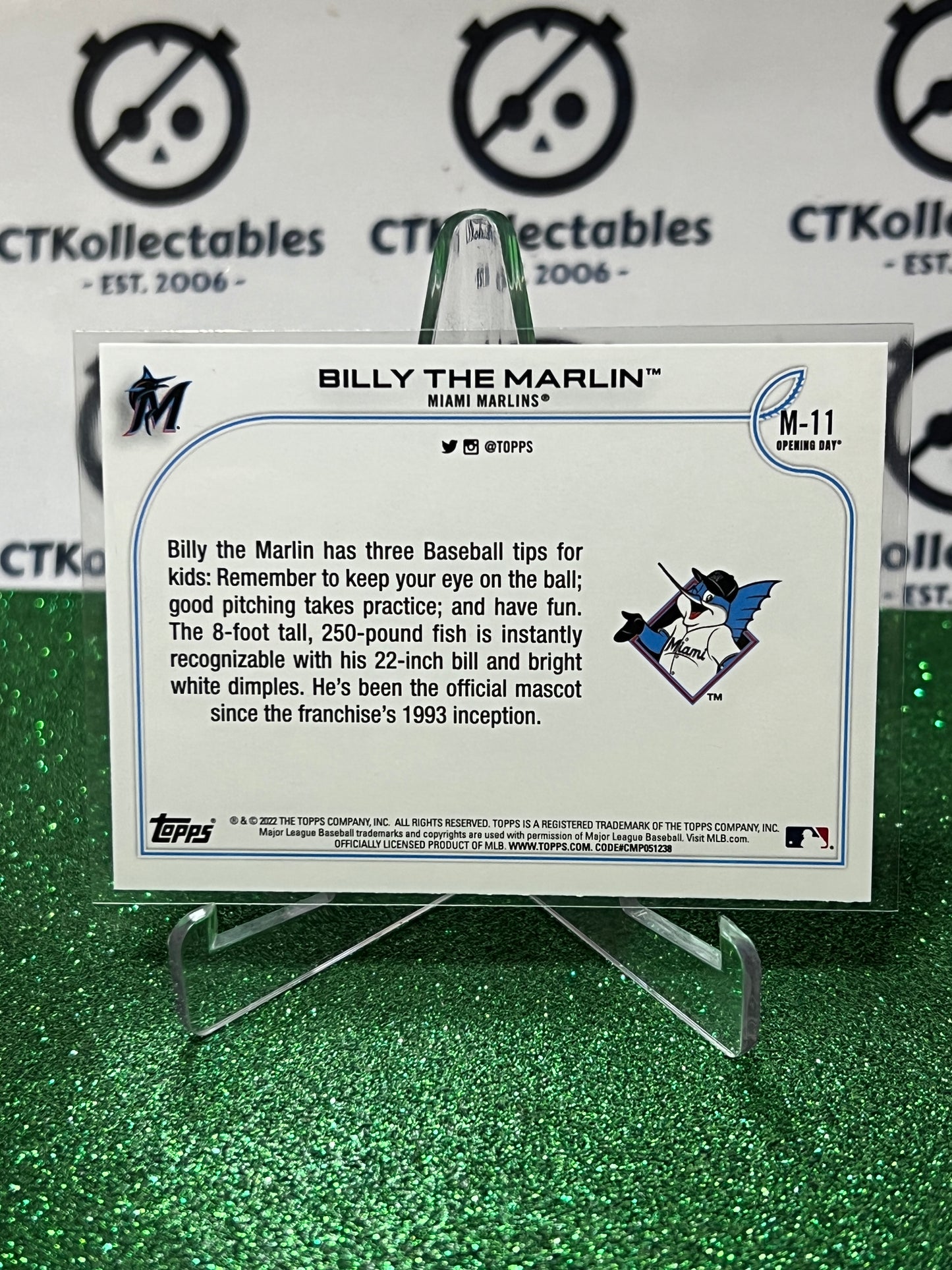 2022 TOPPS OPENING DAY BILLY THE MARLIN # M-11  MIAMI MARLINS BASEBALL