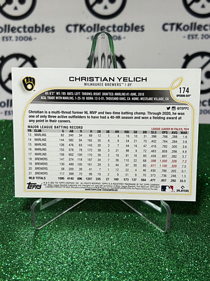 2022 TOPPS  OPENING DAY CHRISTIAN YELICH # 174 MILWAUKEE BREWERS  BASEBALL CARD