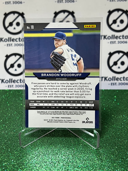 2021 PANINI PRIZM BRANDON WOODRUFF # 18 MILWAUKEE BREWERS  BASEBALL CARD