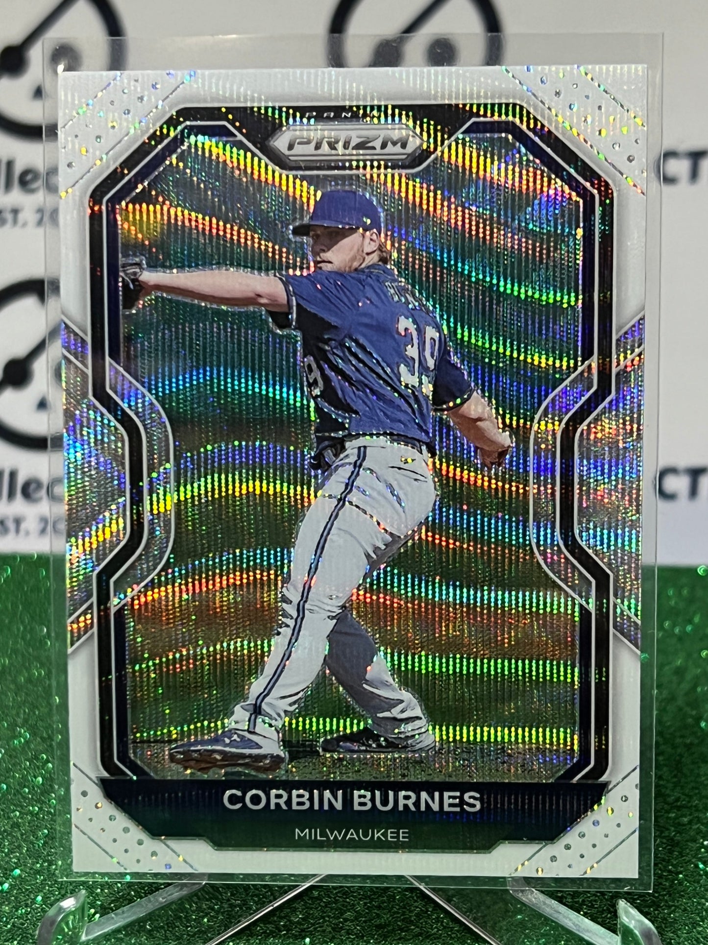 2021 PANINI PRIZM CORBIN BURNES # 128 WHITE PRIZM MILWAUKEE BREWERS  BASEBALL CARD