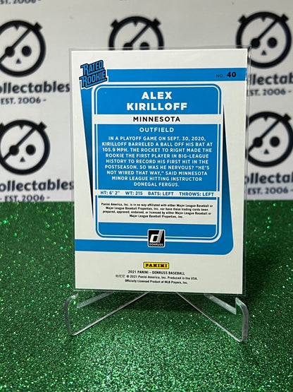 2021 PANINI DONRUSS ALEX KIRILLOFF # 40 RATED ROOKIE MINNESOTA TWINS BASEBALL
