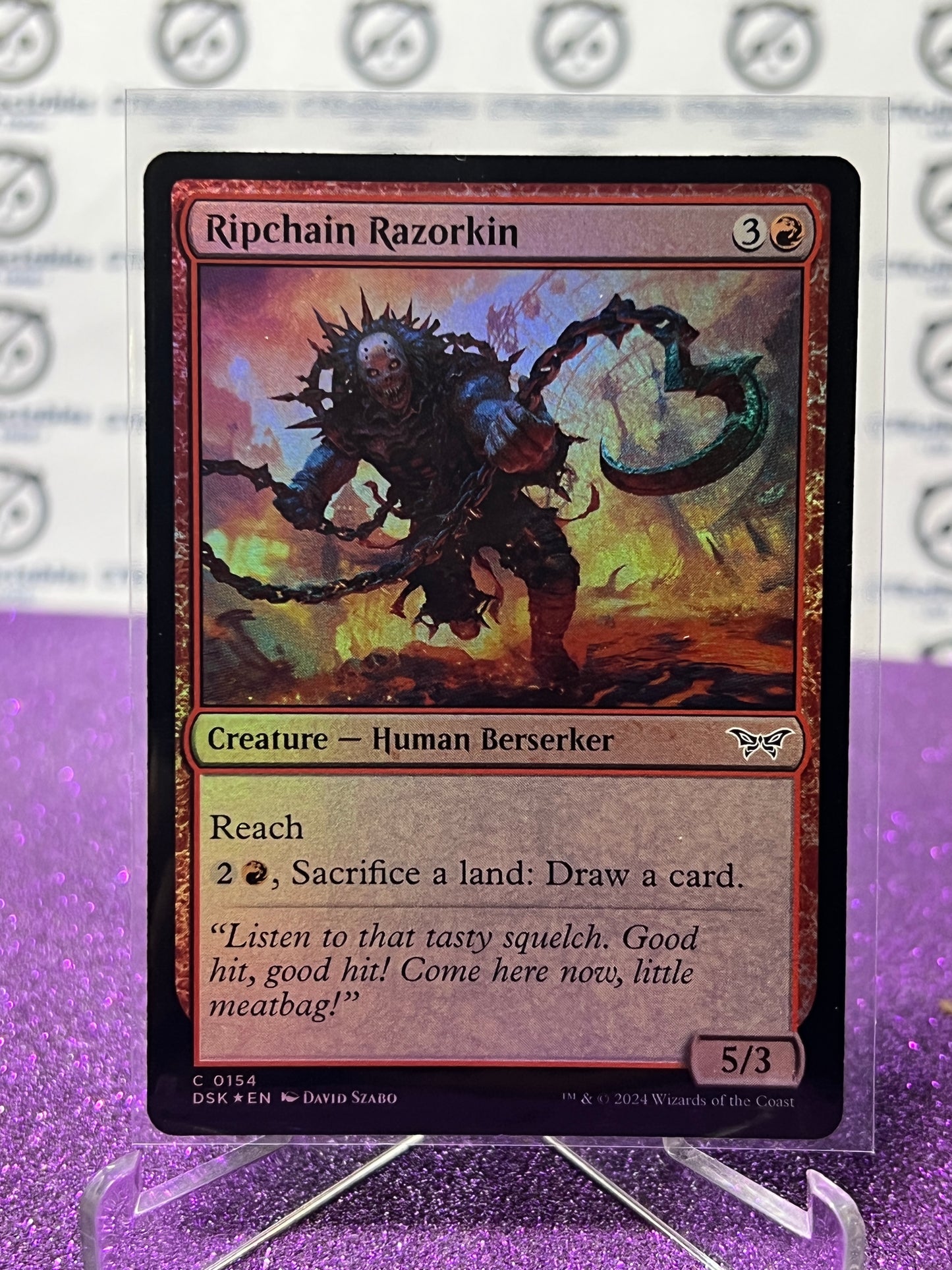 2024 MAGIC THE GATHERING DUSKMOURN HOUSE OF HORROR RIPCHAIN RAZORKIN # C 0154 FOIL CARD