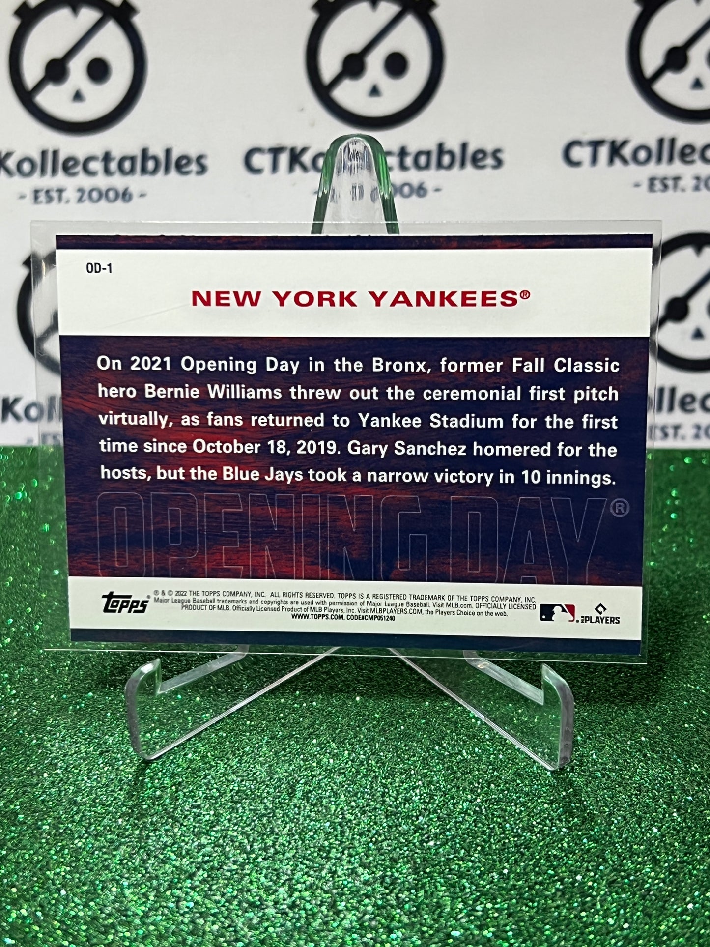 2022 TOPPS OPENING DAY  # OD-1  NEW YORK YANKEES BASEBALL CARD