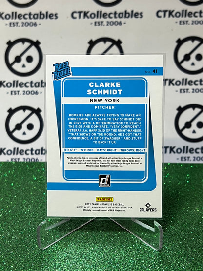 2021 PANINI DONRUSS CLARKE SCHMIDT # 41 RATED ROOKIE  NEW YORK YANKEES BASEBALL CARD
