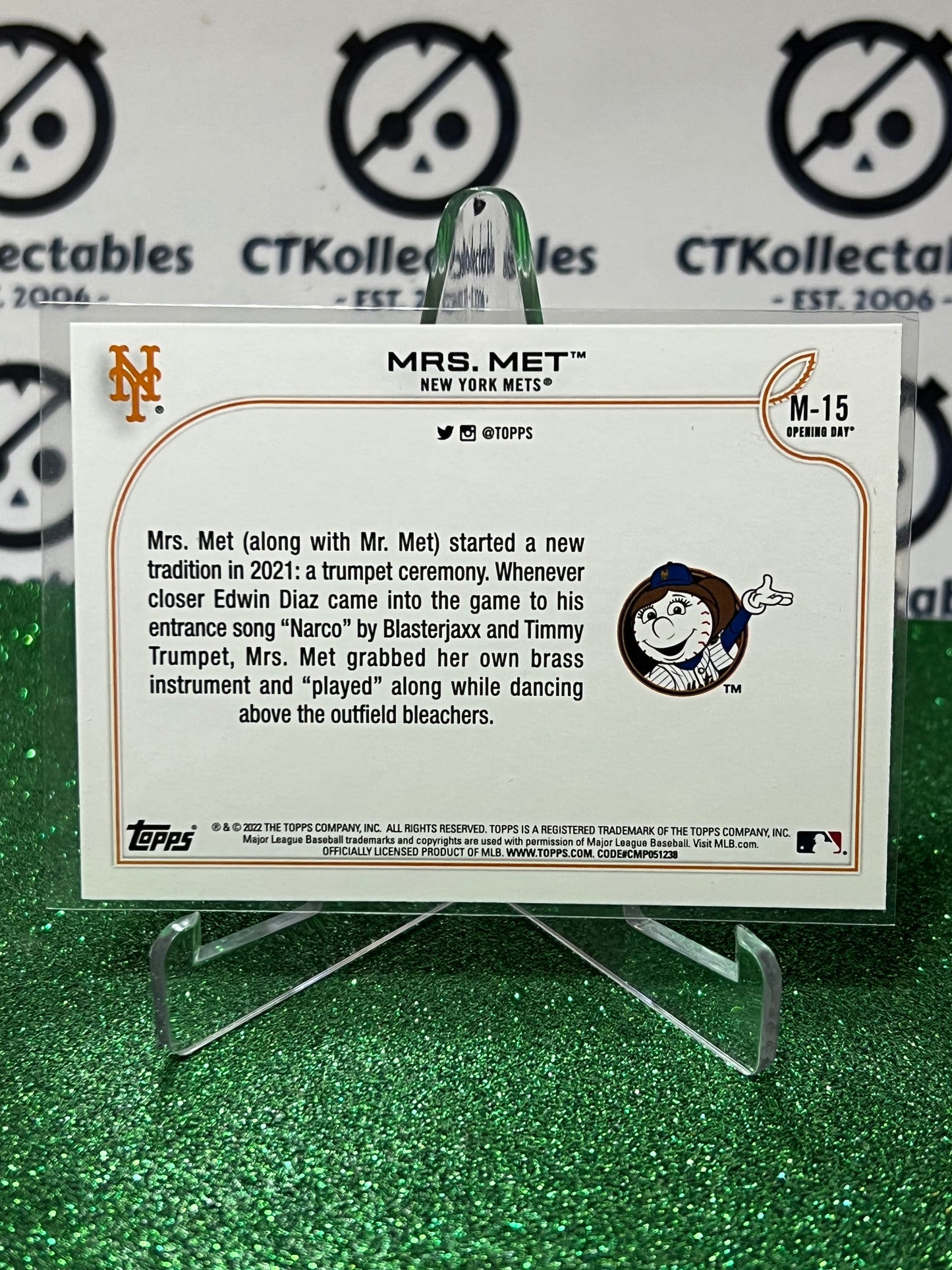 2022 TOPPS OPENING DAY MRS.MET # M-15 NEW YORK METS BASEBALL