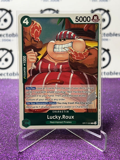 ONE PIECE THE WORLD'S STRONGEST WARRIORS LUCKY.ROUX # OP17-033 R FOIL ENGLISH TCG