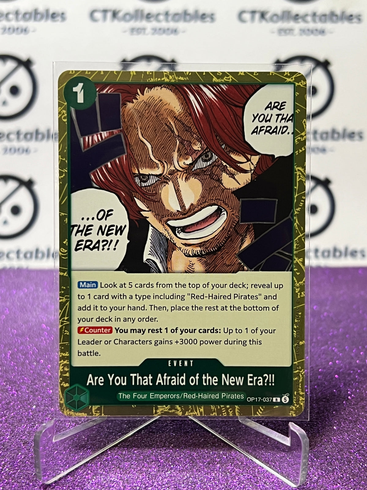 ONE PIECE THE WORLD'S STRONGEST WARRIORS ARE YOU THAT AFRAID OF THE NEW ERA ?!! # OP17-037 R FOIL ENGLISH TCG