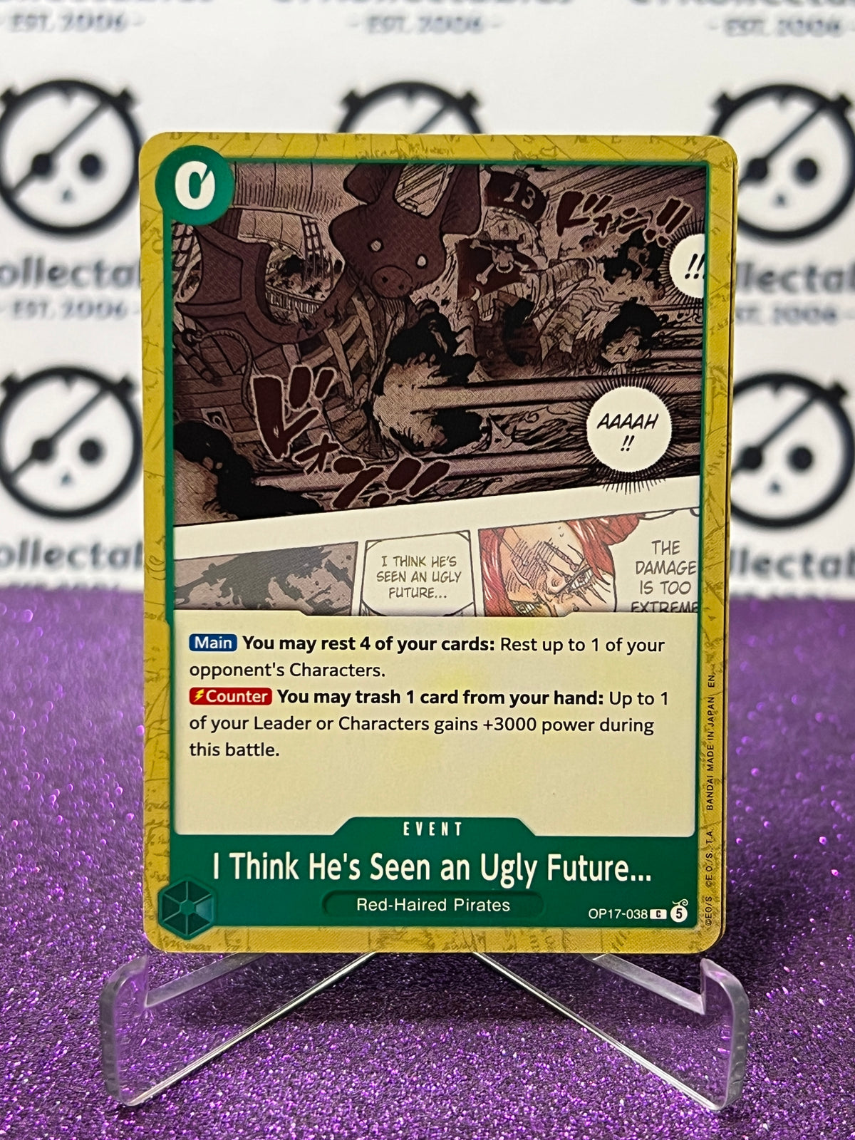 ONE PIECE THE WORLD'S STRONGEST WARRIORS I THINK HE'S SEEN AN UGLY FUTURE! # OP17-038 C NON- FOIL ENGLISH TCG