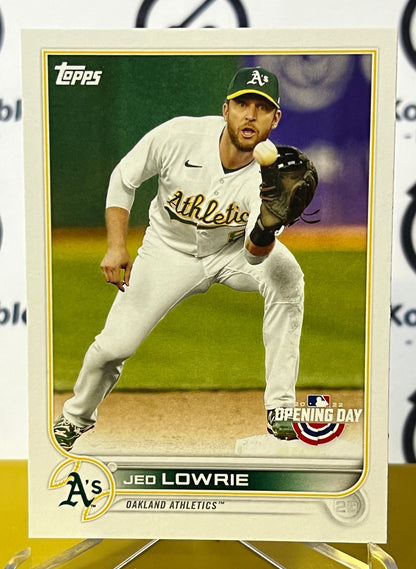 2022 TOPPS OPENING DAY JED LOWRIE # 198 OAKLAND ATHLETICS BASEBALL CARD