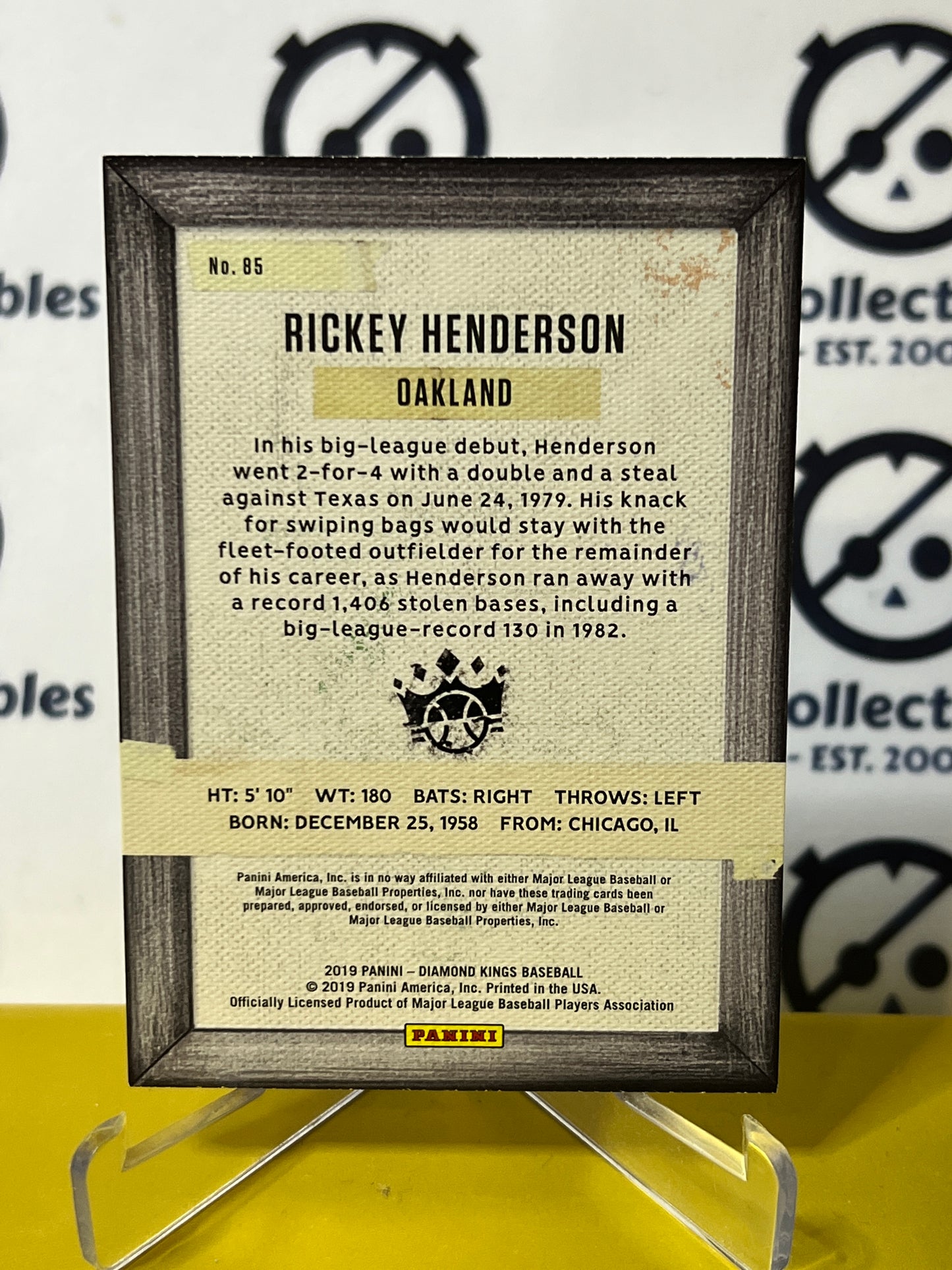 2019 PANINI DIAMOND KINGS RICKEY HENDERSON # 85 ARTIST'S PROOF OAKLAND ATHLETICS BASEBALL CARD