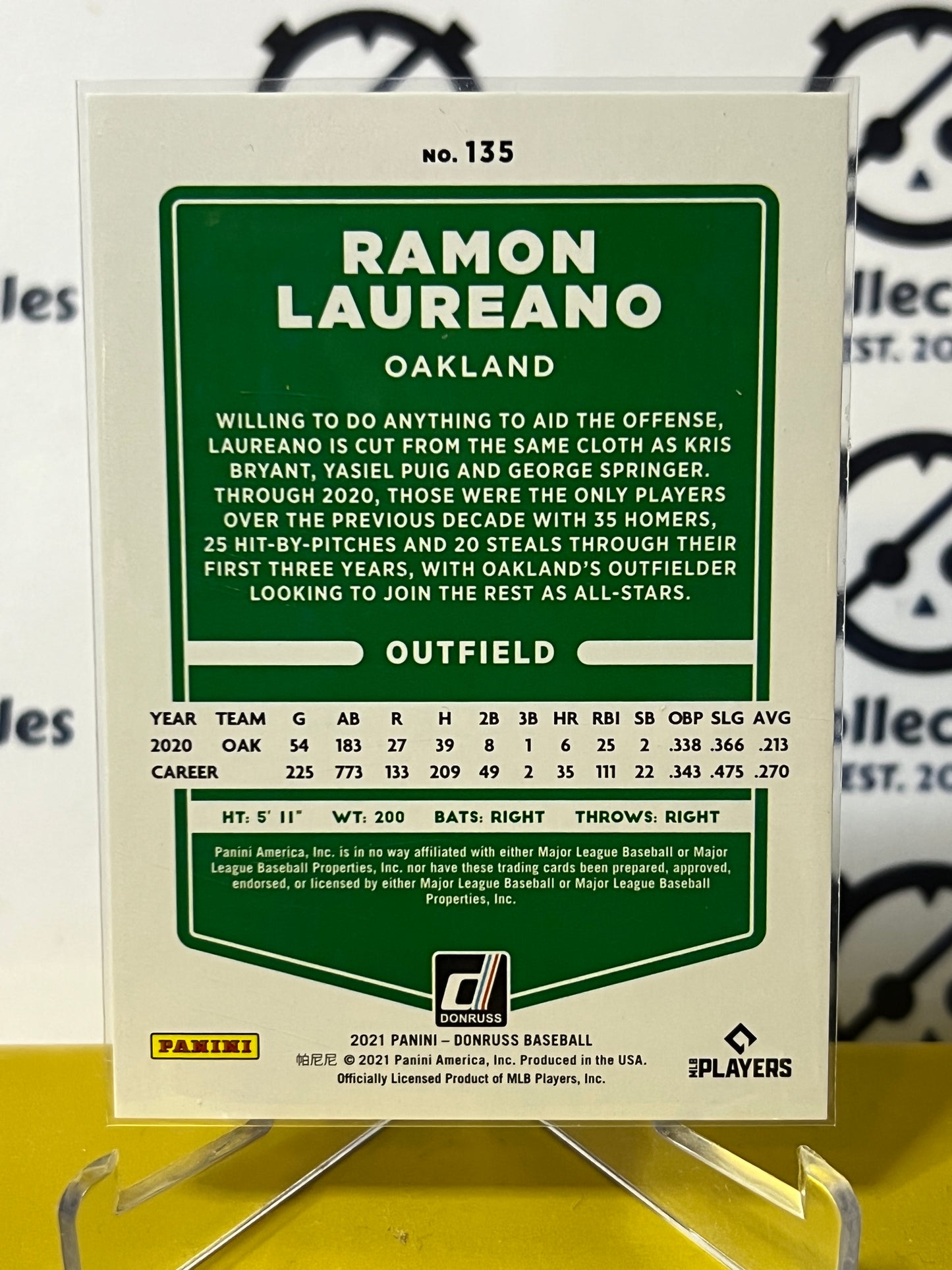 2021 PANINI DONRUSS RAMON LAUREANO # 135 ARTIST PROOF /10 GOLD OAKLAND ATHLETICS BASEBALL CARD