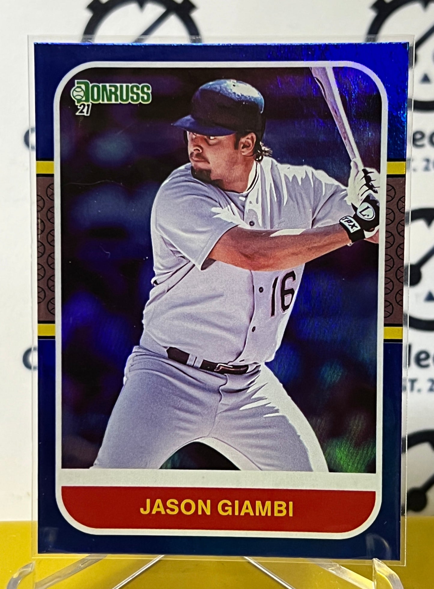 2021 PANINI DONRUSS JASON GIAMBI # 241 RETRO BLUE FOIL OAKLAND ATHLETICS BASEBALL CARD