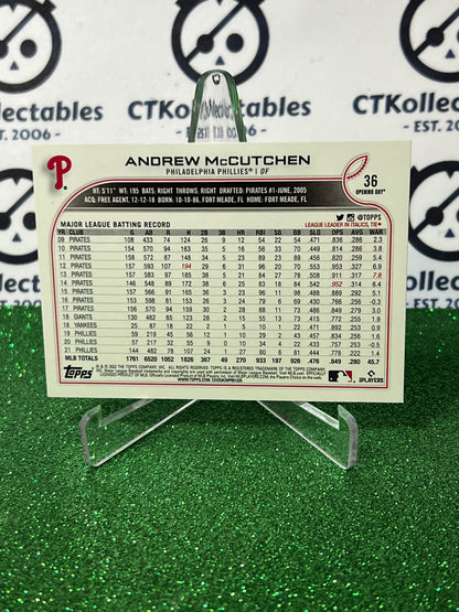 2022 TOPPS  OPENING DAY ANDREW McCUTCHEN # 36  PHILADELPHIA PHILLIES BASEBALL CARD