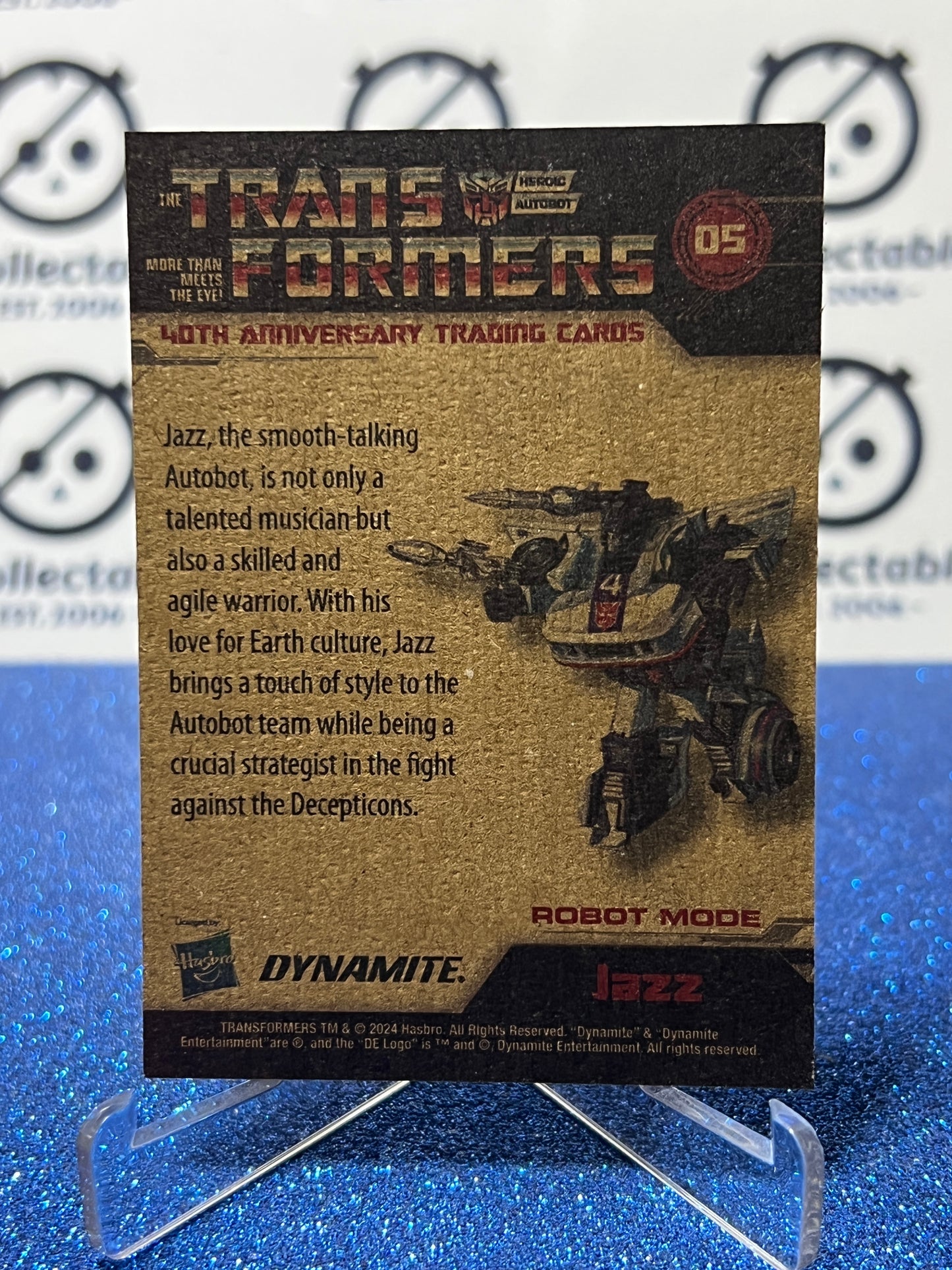 2024 TRANSFORMERS 40th ANNIVERSARY JAZZ # 05 NON-FOIL NON-GLOSS TRADING CARD