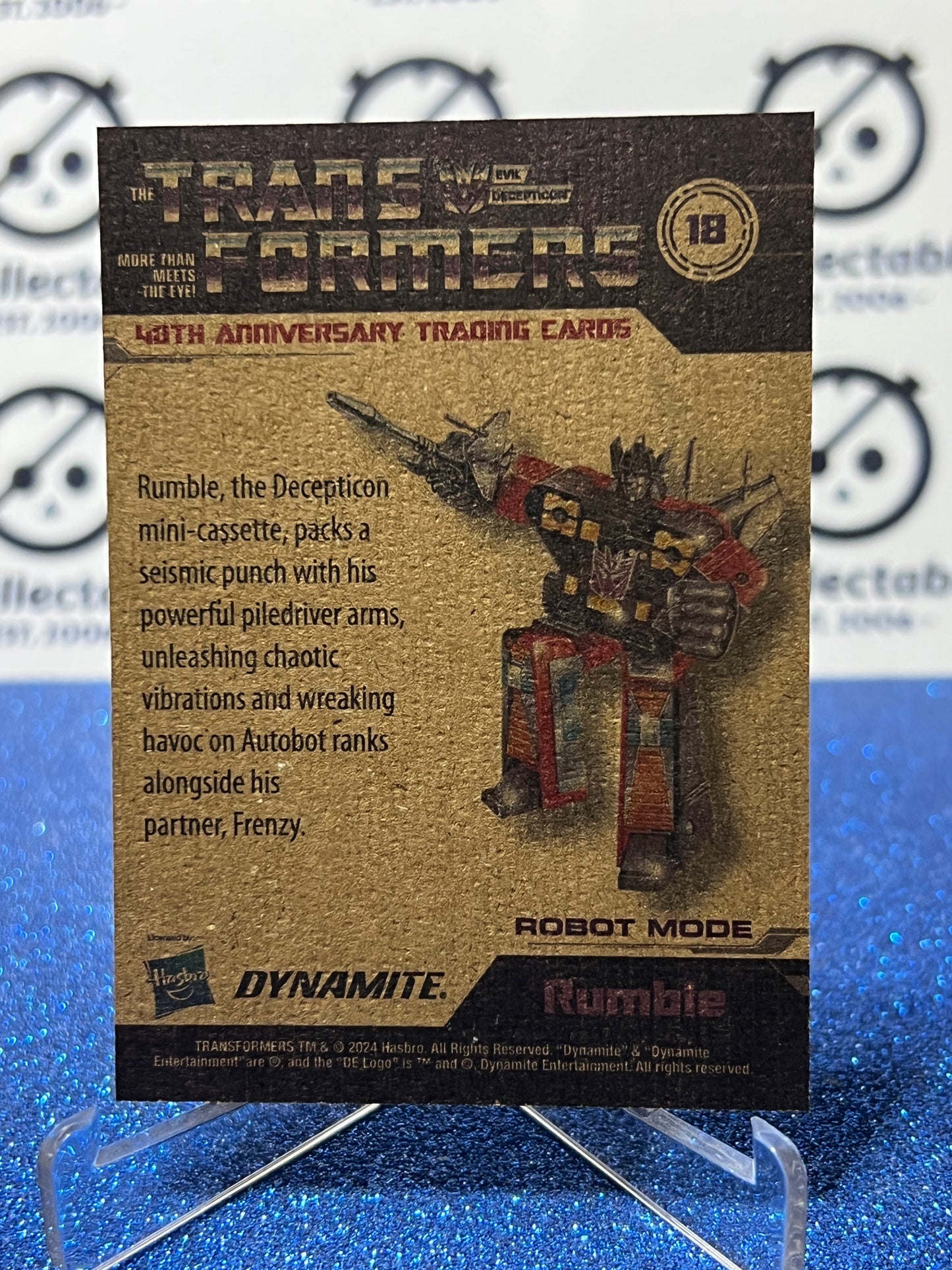 2024 TRANSFORMERS 40th ANNIVERSARY RUMBIE # 18 NON-FOIL NON-GLOSS TRADING CARD