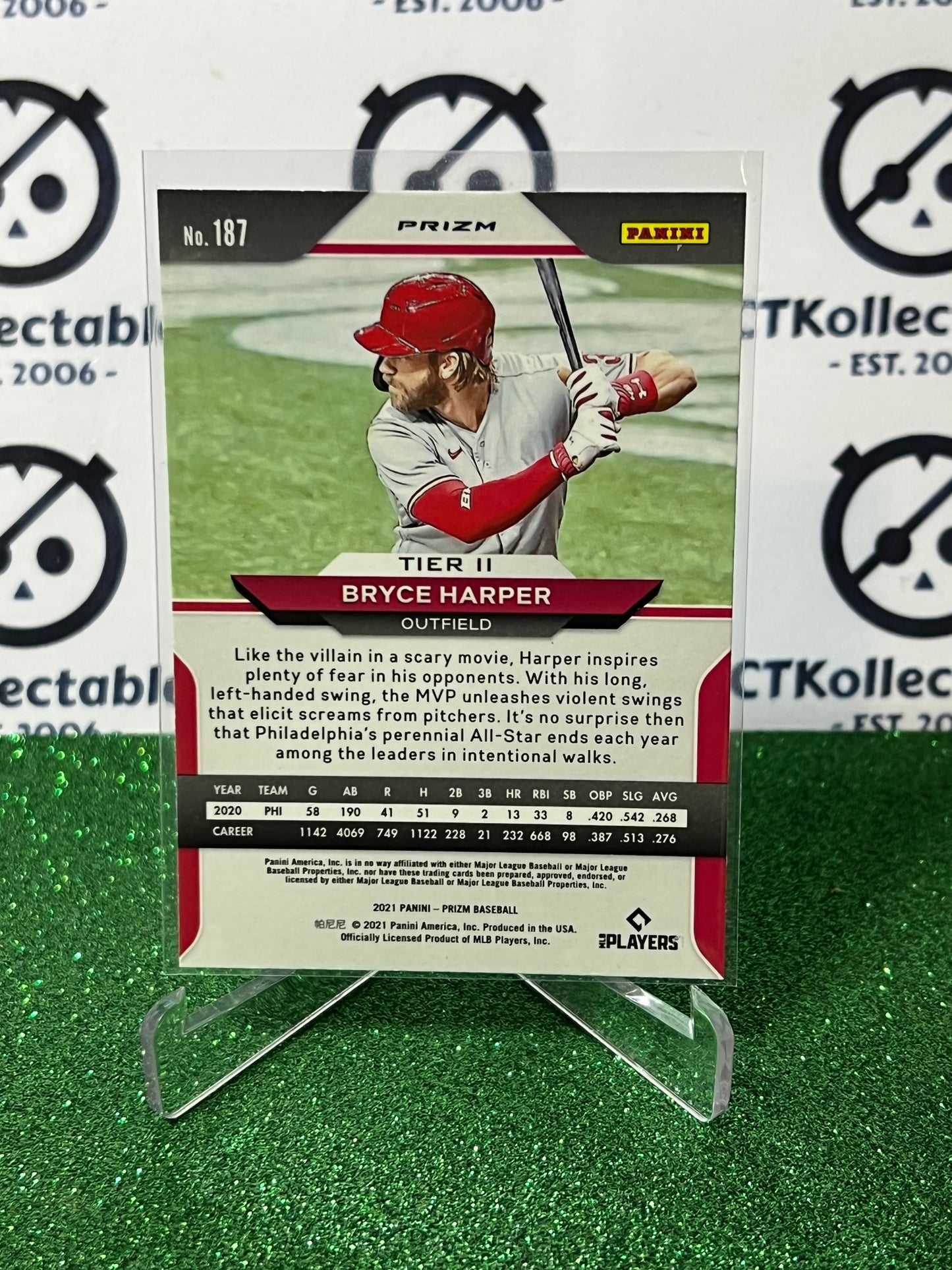 2021 PANINI PRIZM BRYCE HARPER # 187 PURPLE PRIZM PHILADELPHIA PHILLIES BASEBALL CARD