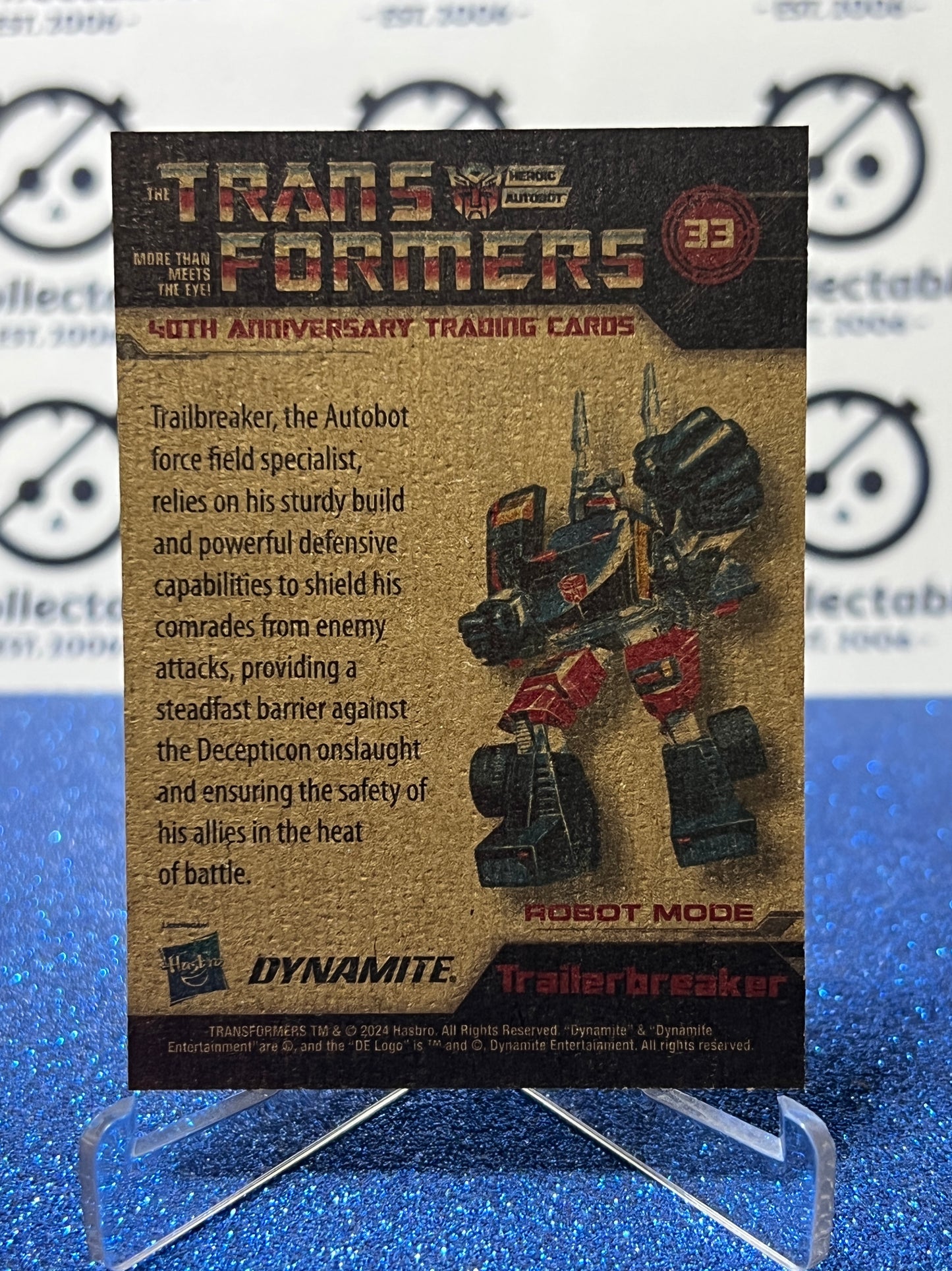 2024 TRANSFORMERS 40th ANNIVERSARY TRAILERBREAKER # 33 NON-FOIL NON-GLOSS TRADING CARD