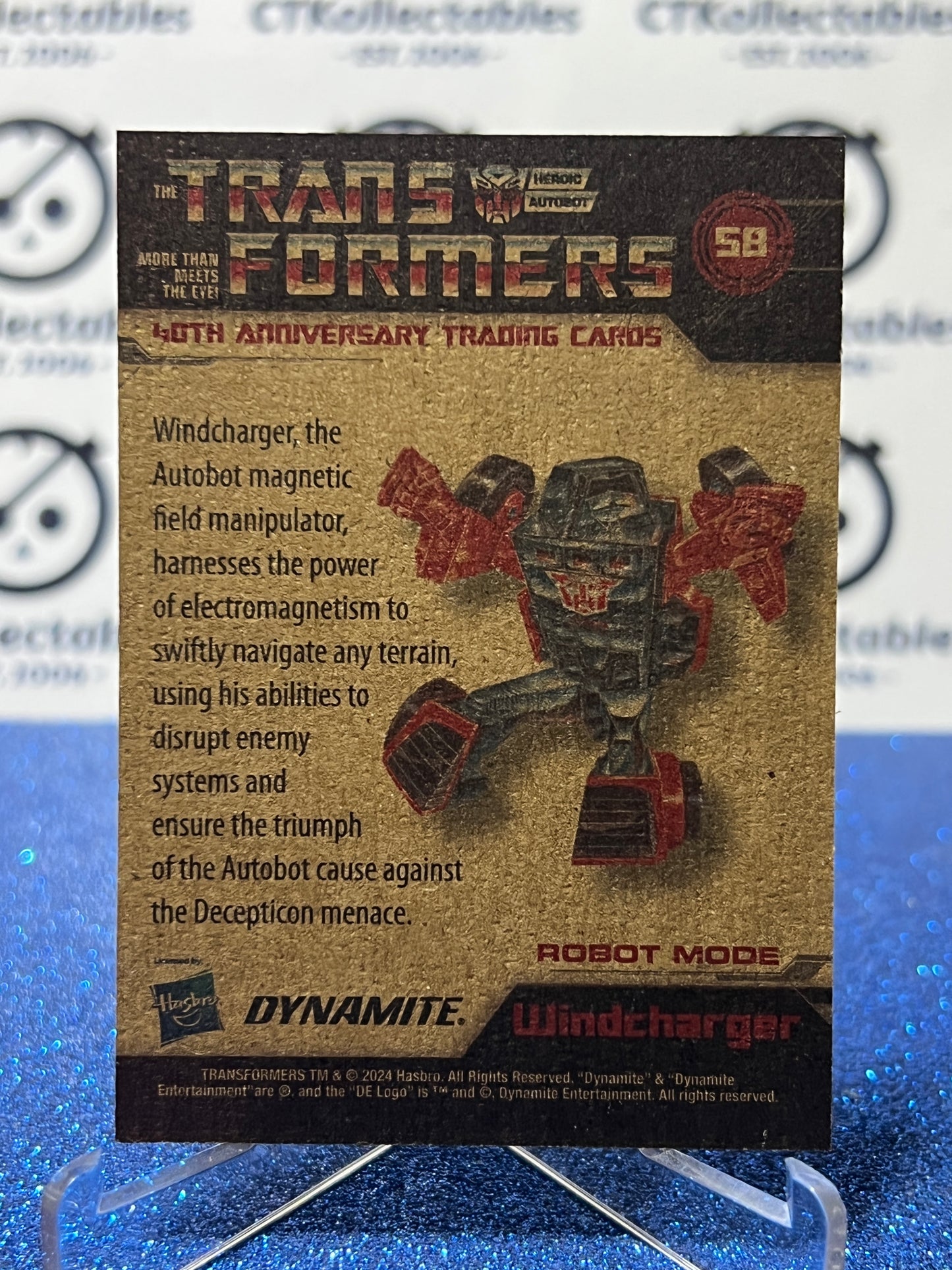 2024 TRANSFORMERS 40th ANNIVERSARY WINDCHARGER # 58 NON-FOIL NON-GLOSS TRADING CARD