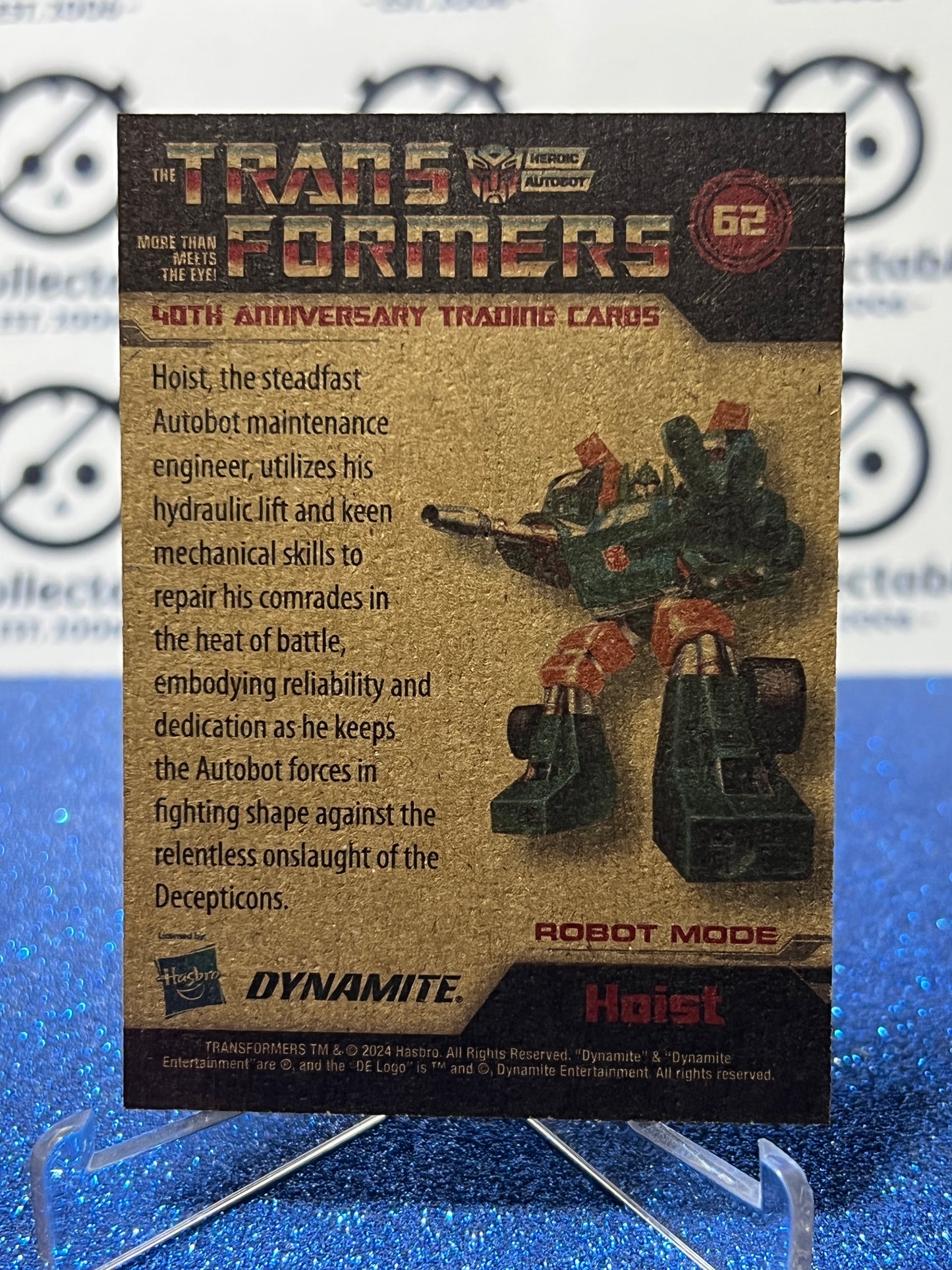 2024 TRANSFORMERS 40th ANNIVERSARY HOIST # 62 NON-FOIL NON-GLOSS TRADING CARD