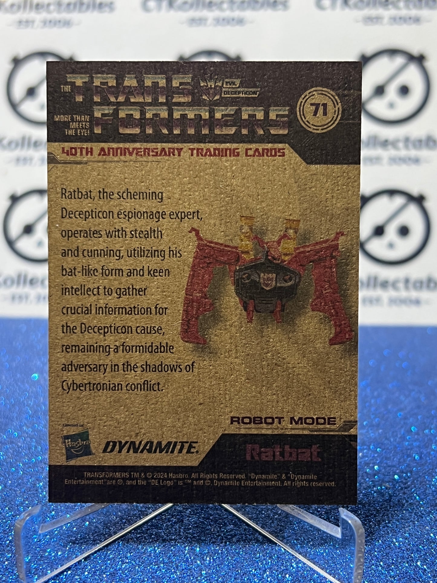 2024 TRANSFORMERS 40th ANNIVERSARY RATBAT # 71 NON-FOIL NON-GLOSS TRADING CARD