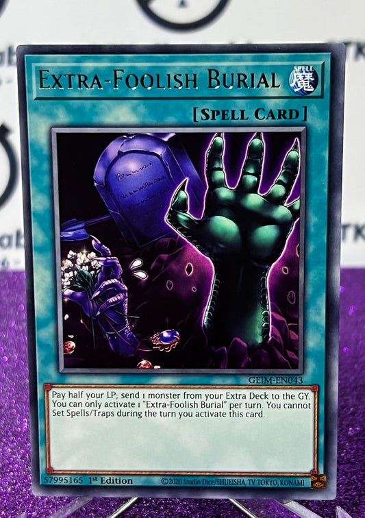 YU-GI-OH! EXTRA-FOOLISH BURIAL # GEIM-EN043 RARE 1ST EDITION CARD