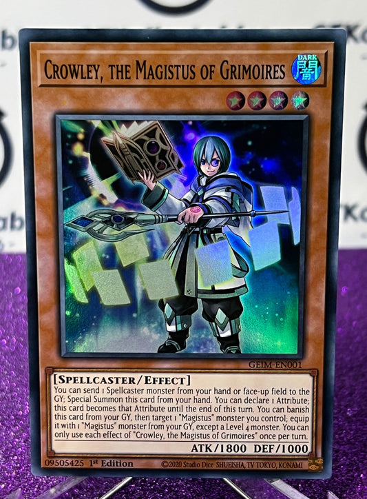 YU-GI-OH! CROWEY, THE MAGISTUS OF GRIMOIRES # GEIM-ENOO1 ULTRA RARE 1ST EDITION CARD