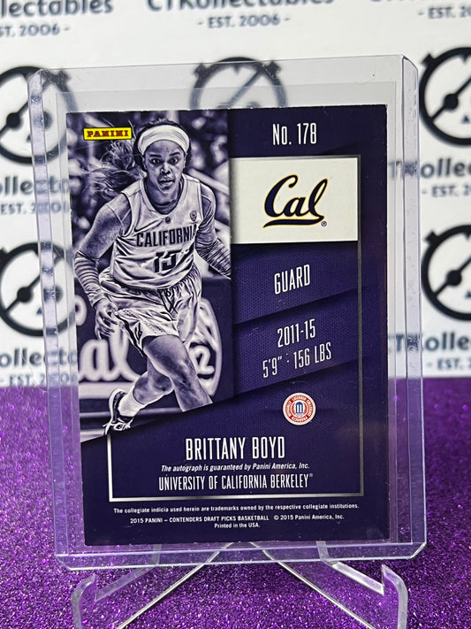2015  PANINI CONTENDERS BRITTANY BOYD # 178 DRAFT RC AUTO  BASKETBALL