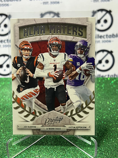 2024 PANINI PRESTIGE ALMA MATERS # 23 BURROW/CHASE/JEFFERSON NFL GRIDIRON CARD