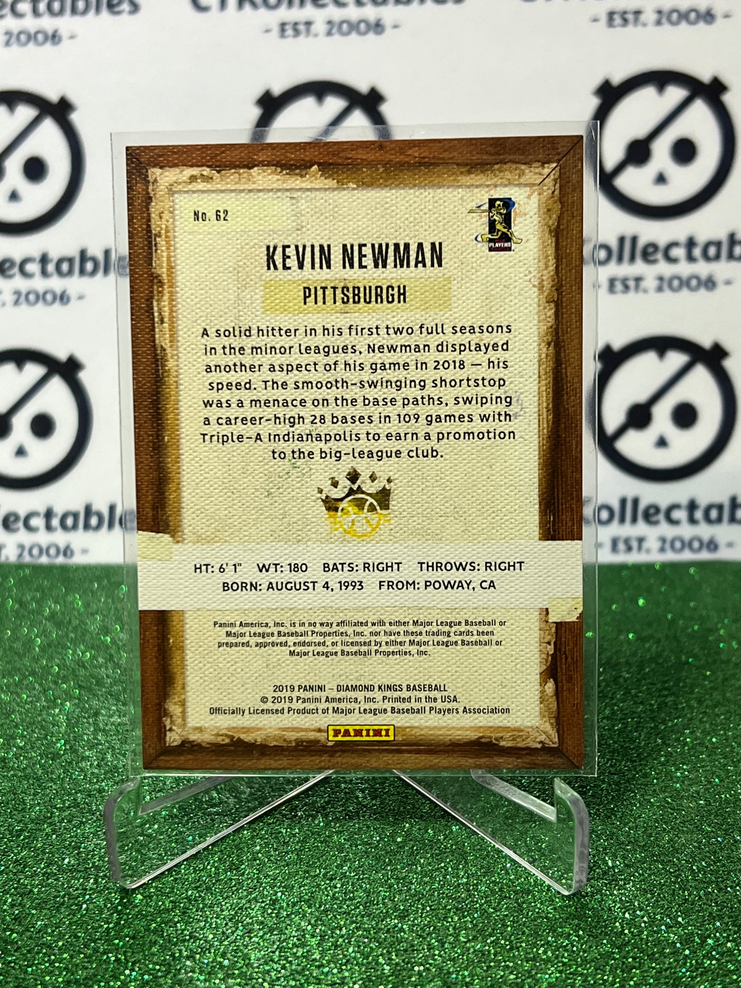 2019 PANINI DIAMOND KINGS KEVIN NEWMAN # 62 ROOKIE PITTSBURGH PIRATES BASEBALL CARD