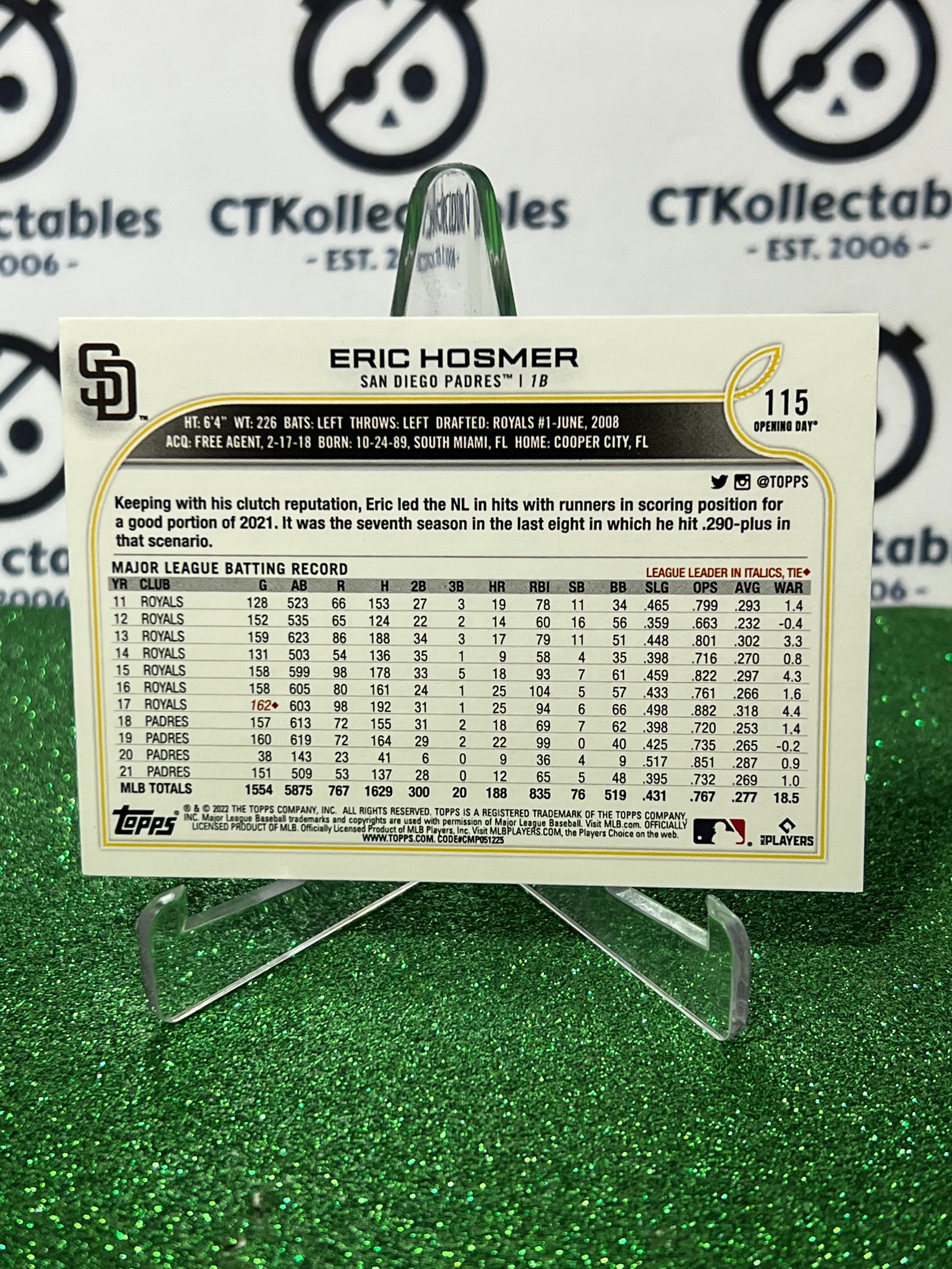 San Diego Padres: Eric Hosmer 2022 - Officially Licensed MLB