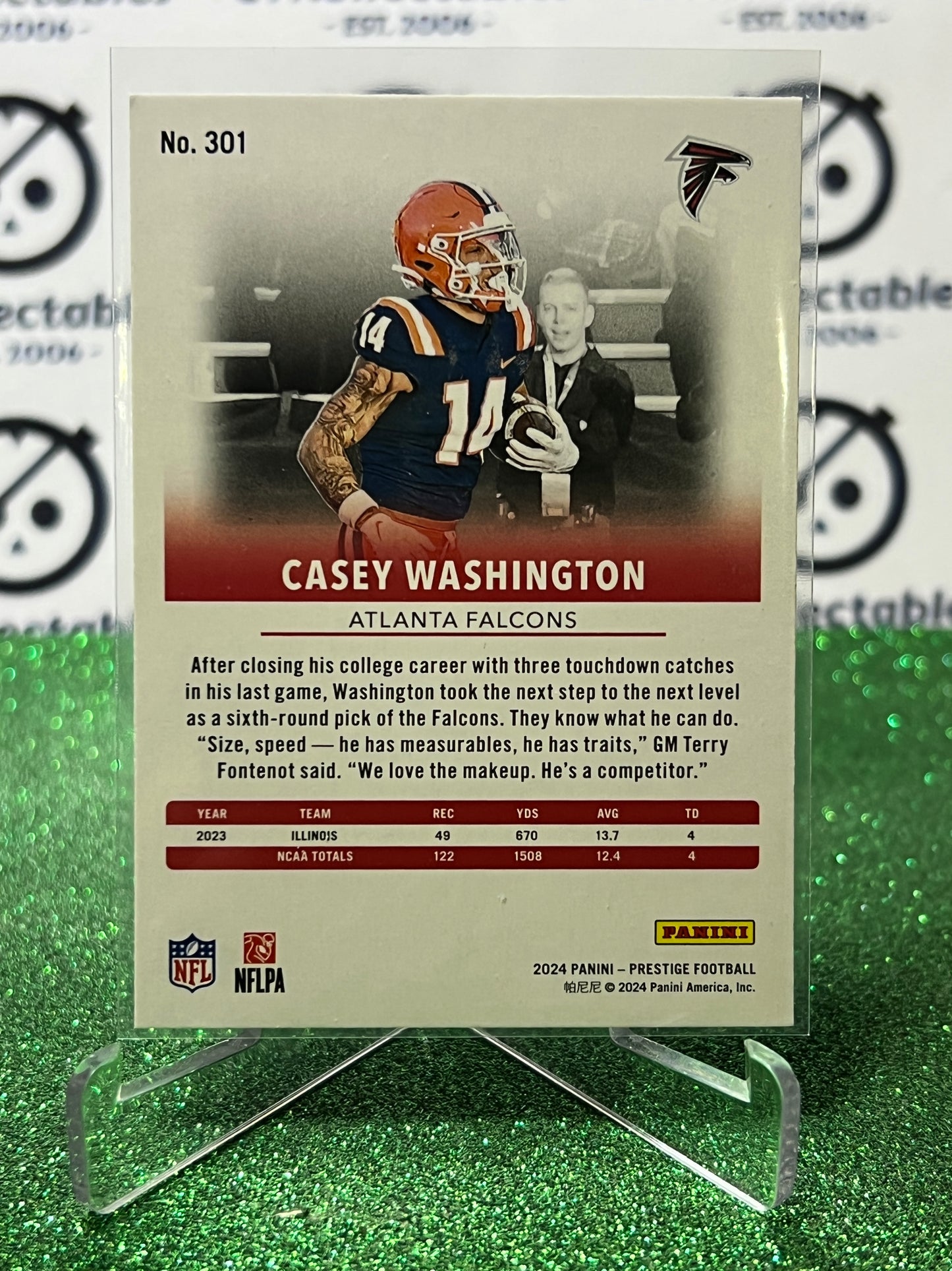 2024 PANINI PRESTIGE CASEY WASHINGTON # 301 RC GALAXY NFL ATLANTA FALCONS GRIDIRON CARD