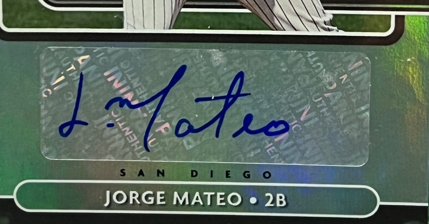 2021 PANINI DONRUSS JORGE MATEO # SS-JM  FOIL AUTO SAN DIEGO PADRES BASEBALL CARD