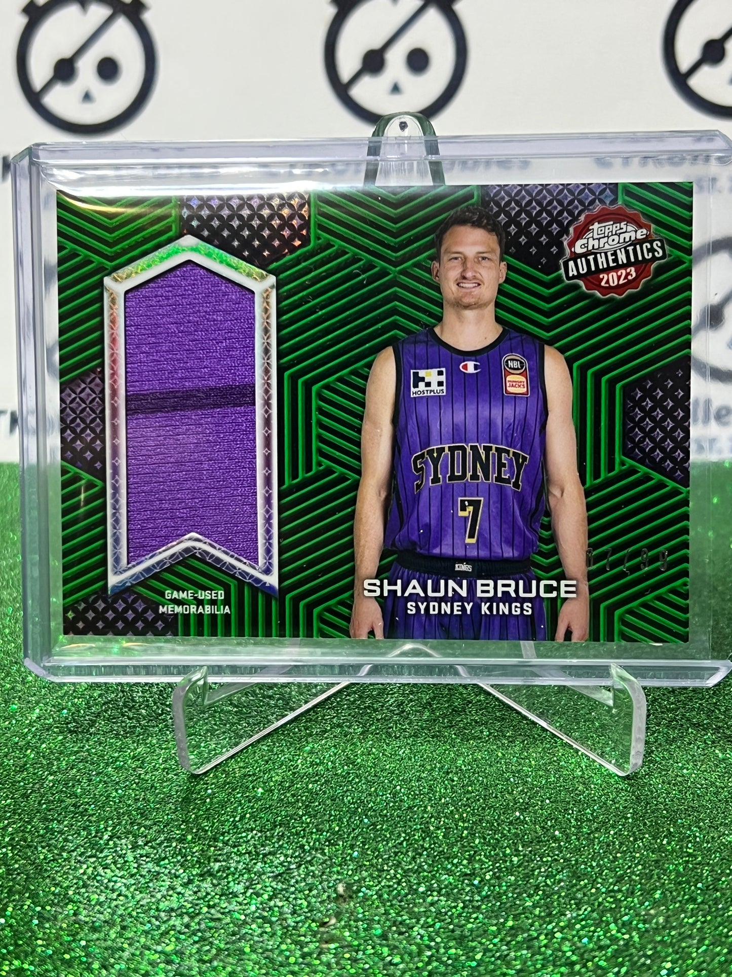 2022-23 TOPPS NBL CHROME SHAUN BRUCE # TCA-SB GREEN RELIC JERSEY # SYDNEY KINGS BASKETBALL CARD