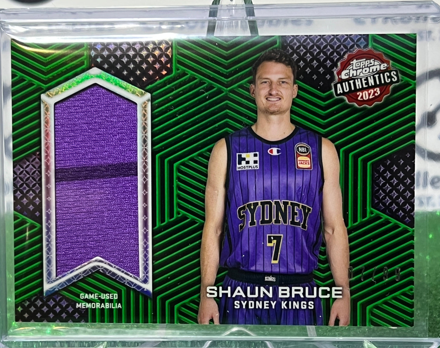 2022-23 TOPPS NBL CHROME SHAUN BRUCE # TCA-SB GREEN RELIC JERSEY # SYDNEY KINGS BASKETBALL CARD