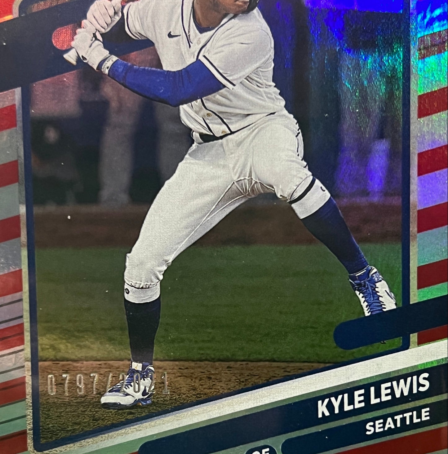 2021 PANINI DONRUSS KYLE LEWIS # 95 CANDY CANE /2021  SEATTLE MARINERS BASEBALL CARD