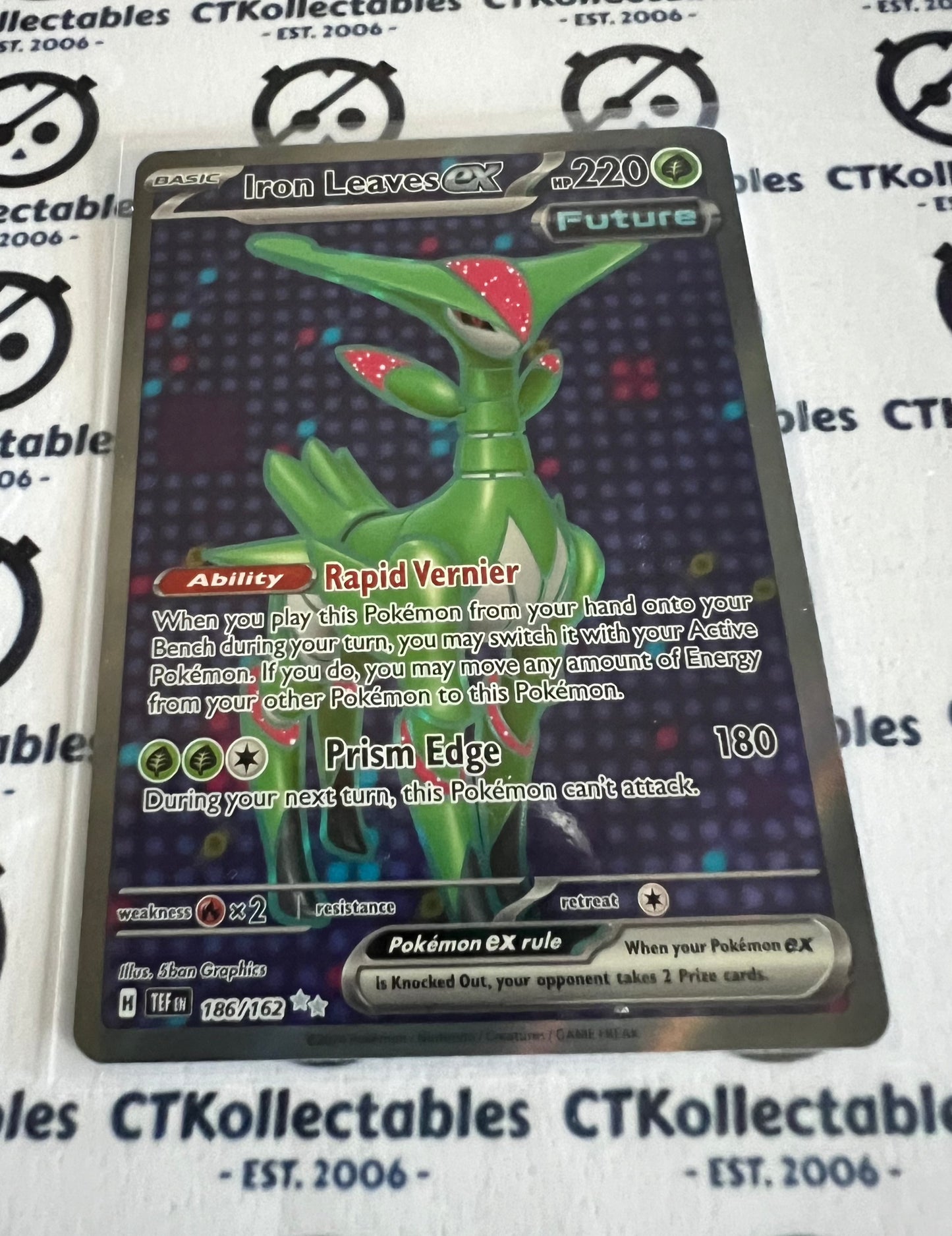 2024 TEMPORAL FORCES IRON LEAVES # 186/162 EX FULL ART RARE FOIL POKEMON CARD