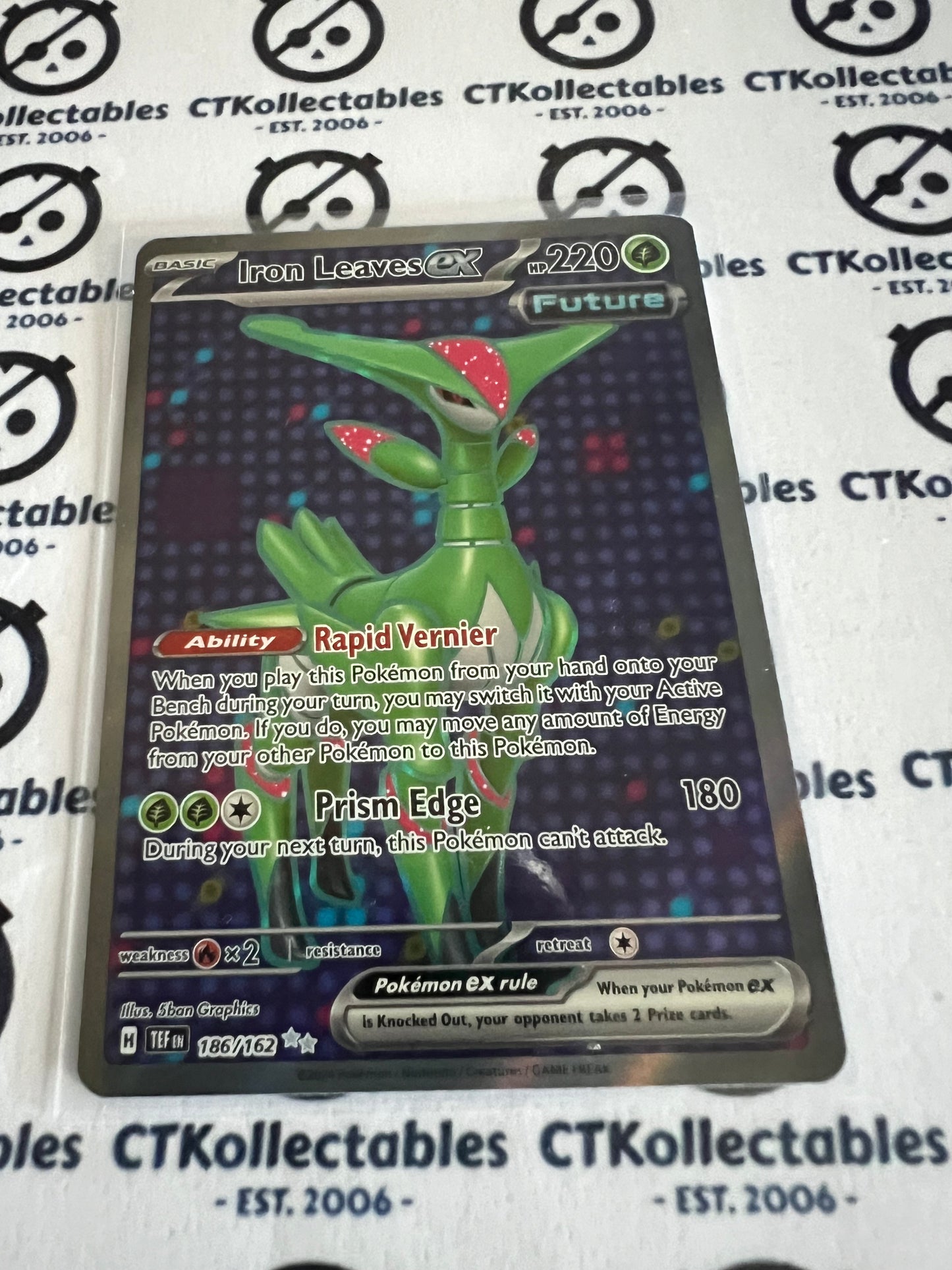 2024 TEMPORAL FORCES IRON LEAVES # 186/162 EX FULL ART RARE FOIL POKEMON CARD