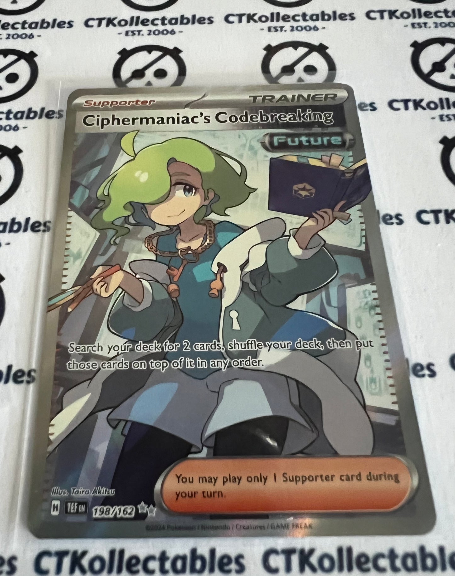 2024 TEMPORAL FORCES CIPHERMANIAC'S CODEBREAKING # 198/162  FULL ART RARE FOIL POKEMON CARD