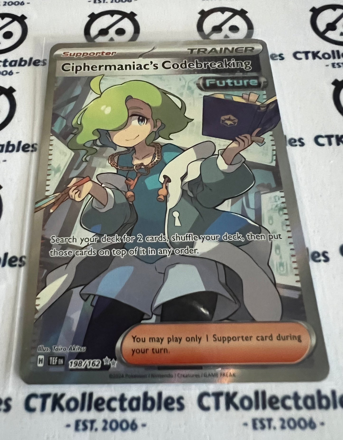 2024 TEMPORAL FORCES CIPHERMANIAC'S CODEBREAKING # 198/162  FULL ART RARE FOIL POKEMON CARD