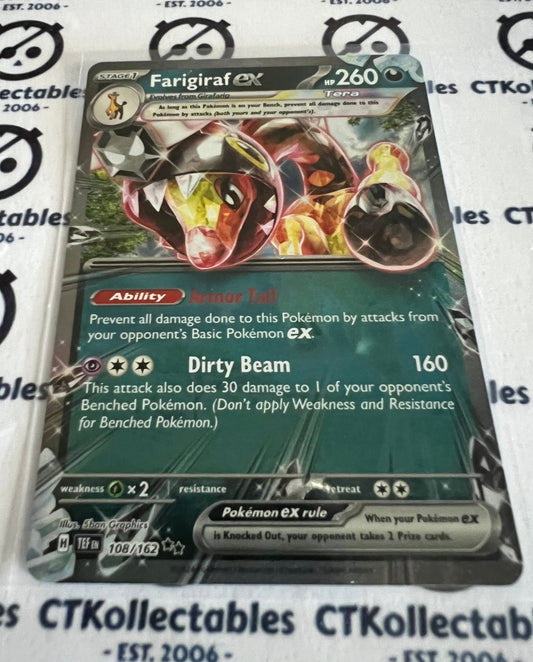 2024 TEMPORAL FORCES FARIGIRAF EX # 108/162  DOUBLE RARE FOIL POKEMON CARD