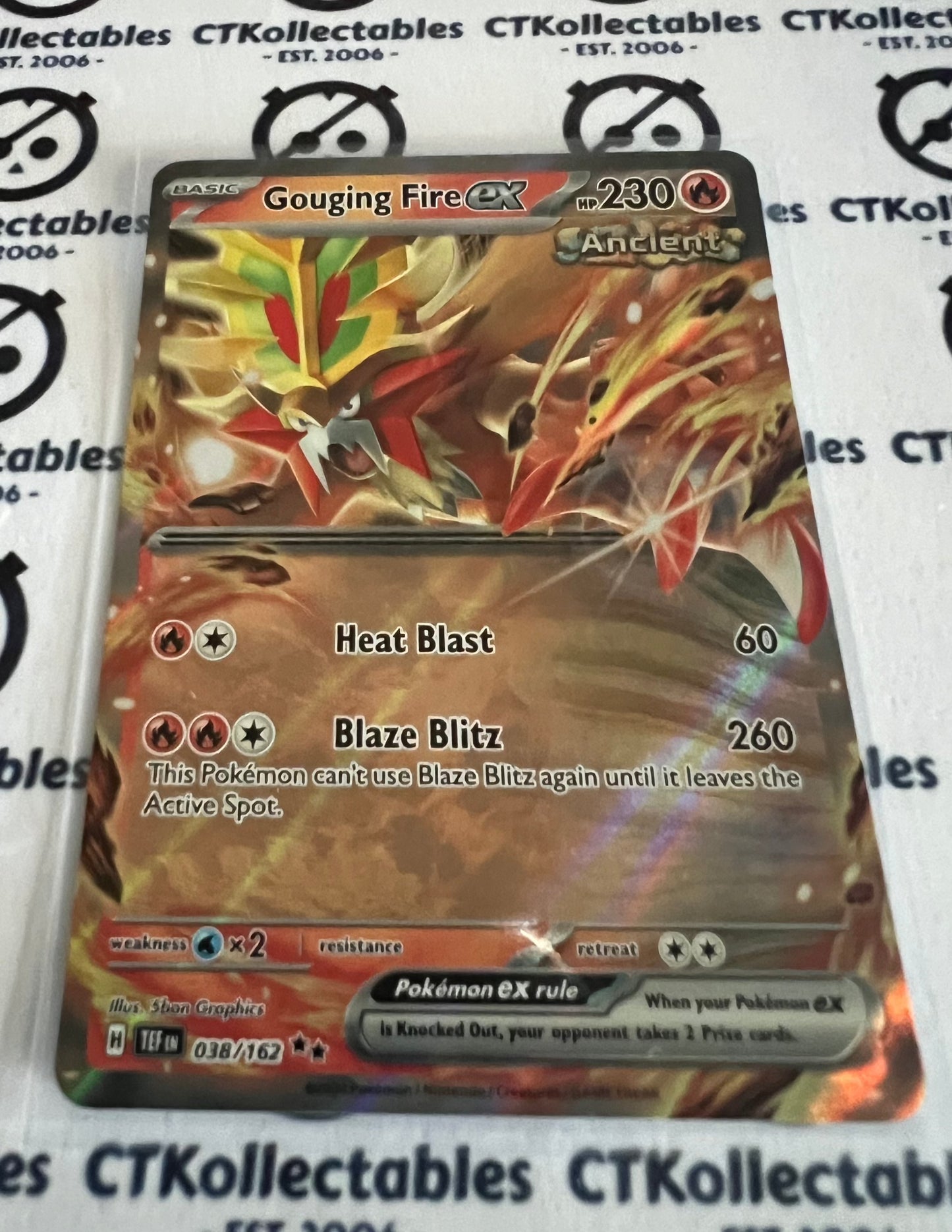 2024 TEMPORAL FORCES GOUGING FIRE EX # 038/162  DOUBLE RARE FOIL POKEMON CARD