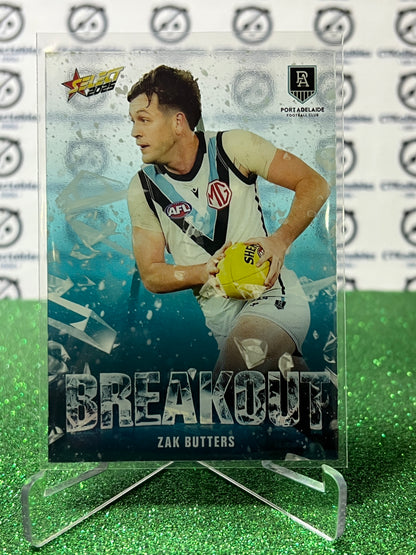 2025 AFL SELECT FOOTY STARS ZAK BUTTERS # B62 BREAKOUT PORT ADELAIDE POWER CARD