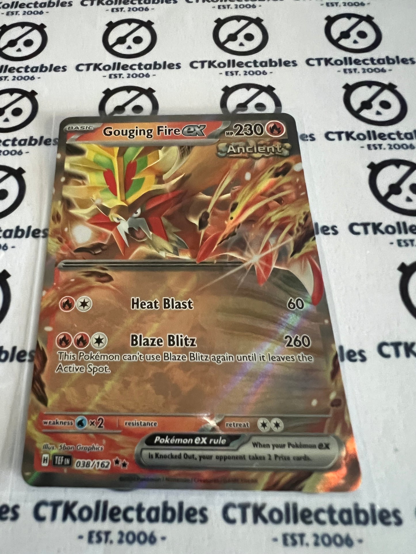 2024 TEMPORAL FORCES GOUGING FIRE EX # 038/162  DOUBLE RARE FOIL POKEMON CARD