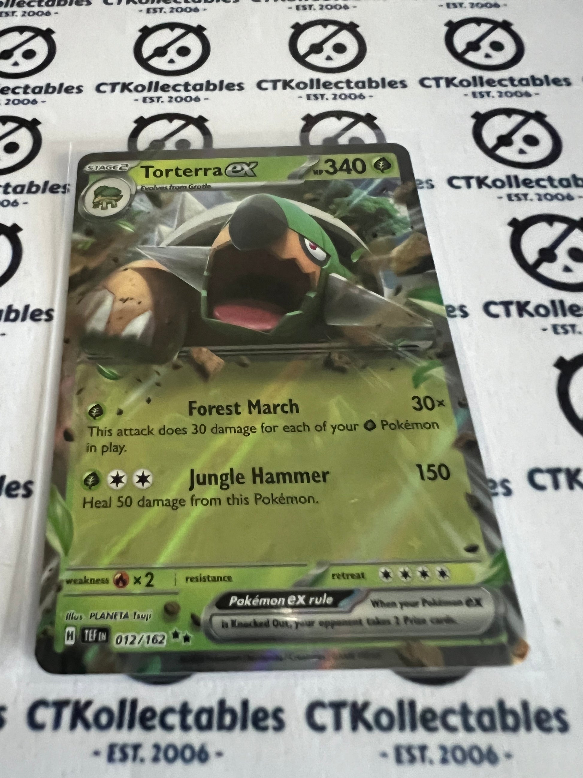 CARTE POKÉMON: TORTERRA EX, 012/162, EV05, Forces Temporelles, Fr, TBE CARTE POKÉMON: TORTERRA EX, 012/162, EV05, Forces Temporelles, Fr, TBE