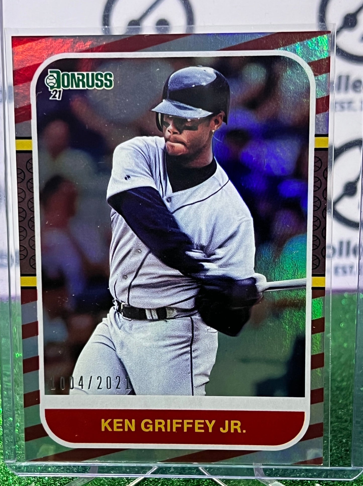 2021 PANINI DONRUSS KEN GRIFFEY JR. # 235 RETRO CANDY CANE SEATTLE MARINERS BASEBALL CARD