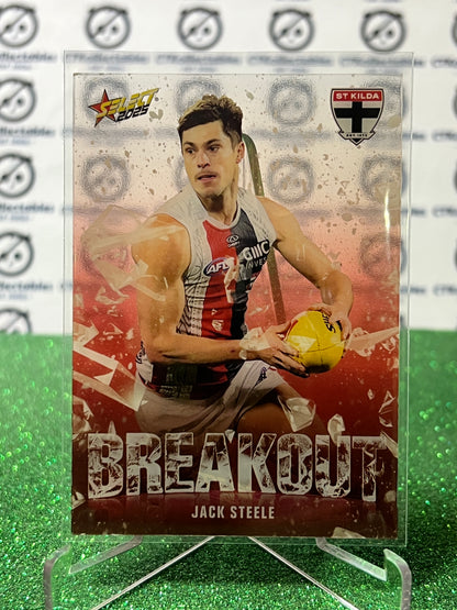 2025 AFL SELECT FOOTY STARS JACK STEELE # B75 BREAKOUT ST. KILDA SAINTS CARD