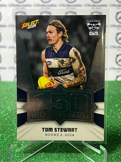 2025 AFL SELECT FOOTY STARS TOM STEWART # MG38 MILESTONE GEELONG CATS CARD
