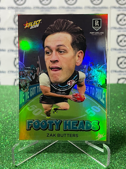 2025 AFL SELECT FOOTY STARS ZAK BUTTERS # FH74 FOOTY HEADS PORT ADELAIDE POWER CARD