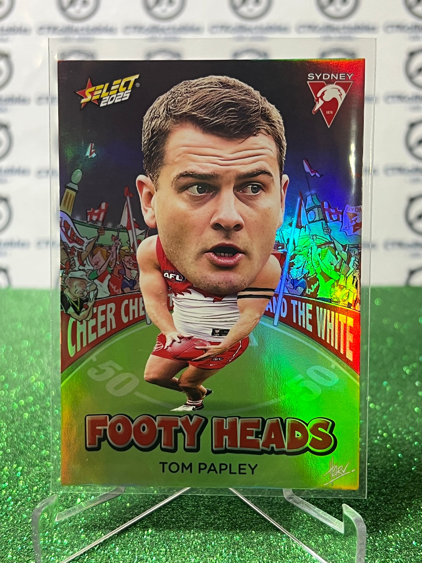 2025 AFL SELECT FOOTY STARS TOM PAPLEY # FH94 FOOTY HEADS SYDNEY SWANS CARD